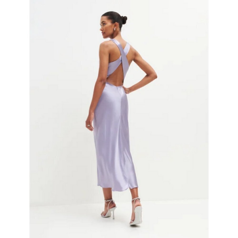 💕REFORMATION💕 Casette Silk Dress ~ Aura Lavender 10 NWT - Picture 6 of 15